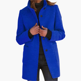 Jessica | Damen Winter Mantel mit Langem Ärmel im Klassischen Stil in Dunkelblau