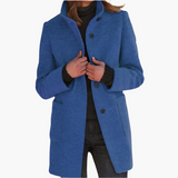 Jessica | Damen Winter Mantel mit Langem Ärmel im Klassischen Stil in Blau