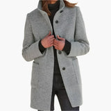 Jessica | Damen Winter Mantel mit Langem Ärmel im Klassischen Stil in Hellgrau