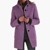 Jessica | Damen Winter Mantel mit Langem Ärmel im Klassischen Stil in Lila