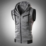 CARSON - Slim Fit Weste mit Kapuze in Dunkelgrau