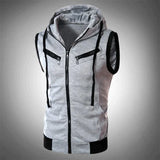 CARSON - Slim Fit Weste mit Kapuze in Hellgrau