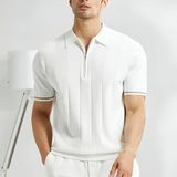 Damon | Herren Kurzarm Poloshirt | Gezippt in Weiß