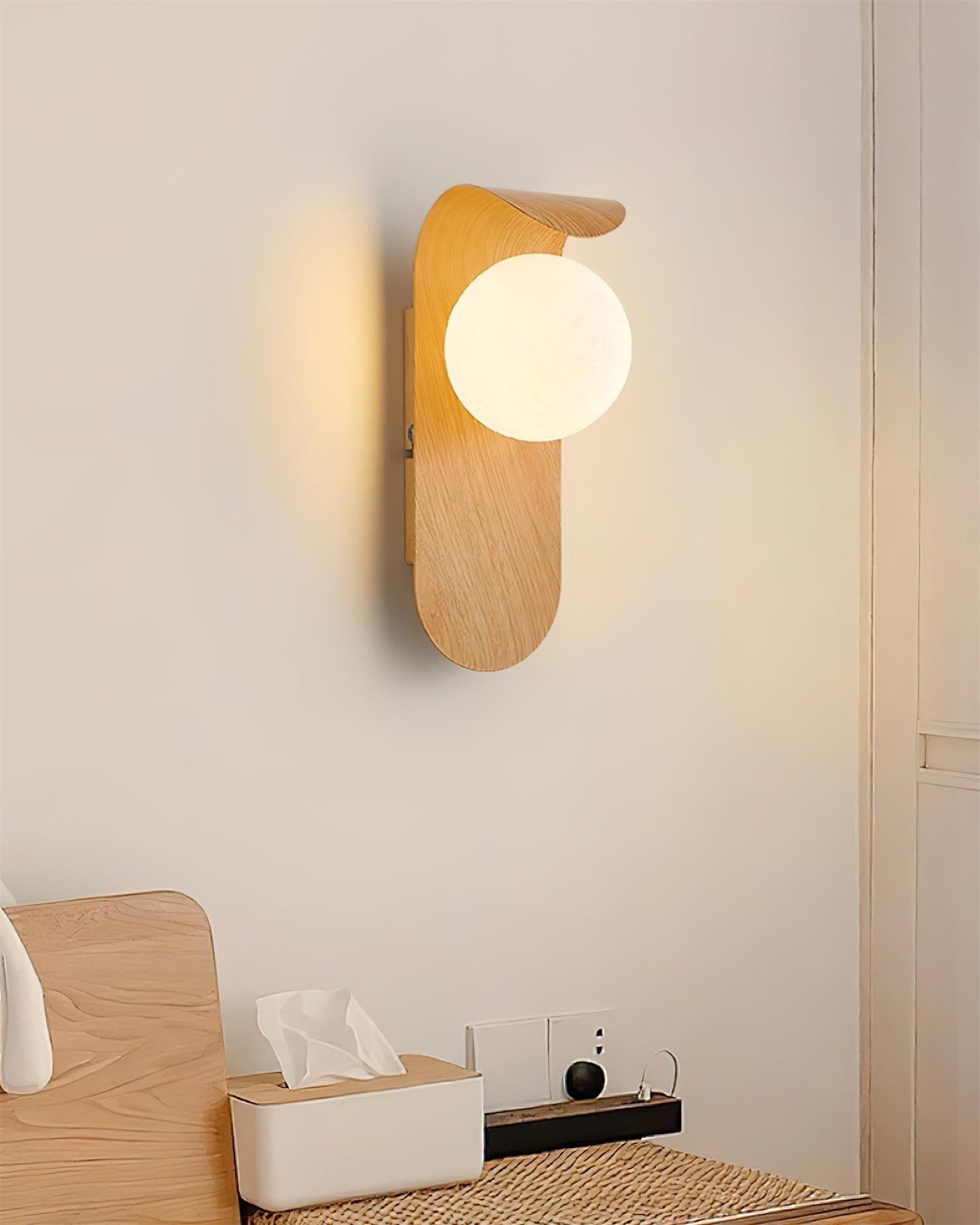 AuraWood Light – Retro Holz-Acrylglas LED Wandleuchte