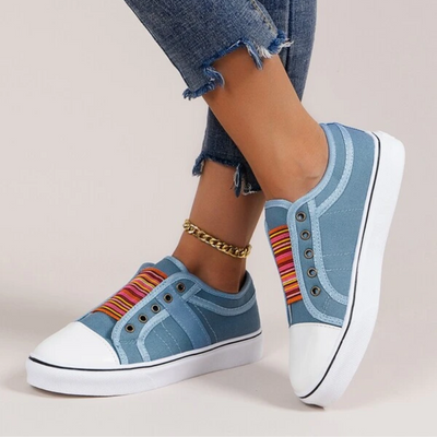 Benedetta - Bequeme Damen Canvas-Sneaker mit elastischem Stoff