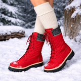 Wadenhohe Damenstiefel mit dicker Sohle - Melissa in Rot