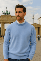 Thomas – Mühelos stilvoller Pullover mit geometrischem Muster in Hellblau