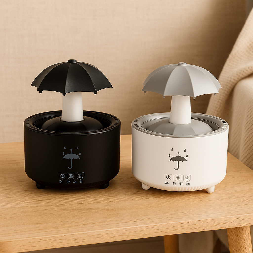 Rotierender Regenschirm-Wassertropfen-Luftbefeuchter mit bunten Nachtlichtern