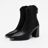Angela | Damen-Frühjahrs-Stiefeletten mit spitzer Kappe und Absatz in Schwarz