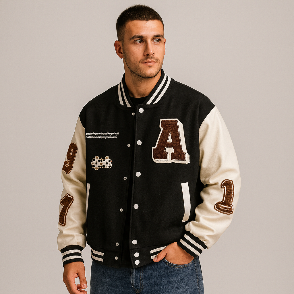 Baseball-Bomberjacke im Colorblock-Design für Herren