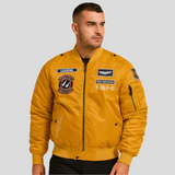 Herren-Bomberjacke mit gestickten Patches - Frederick in Gelb