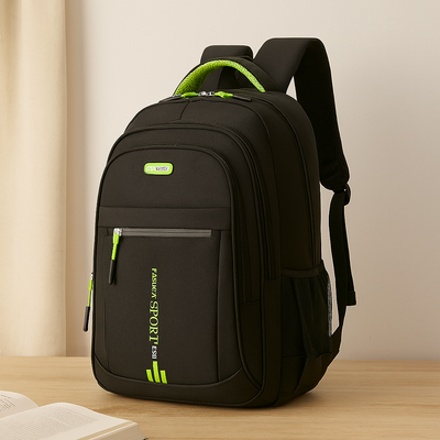 Laptop-Rucksack mit großem Fassungsvermögen – Stilvolle schwarze Reise- und Businesstasche aus Nylon mit verstellbaren Riemen