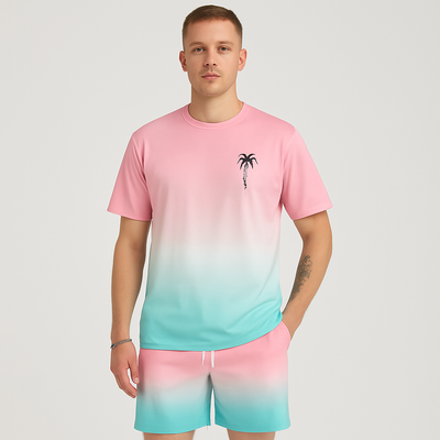 Herren Sommer Casual Set – Kurzarm Rundhalsausschnitt & Shorts mit 3D HD Digitaldruck