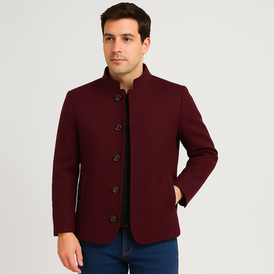 Julian Herren Wolljacke – Stehkragen mit Knopfleiste