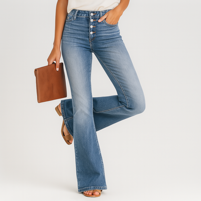 Ellen – Damenjeans mit hohem Bund und Schlag – Klassische Passform aus Denim