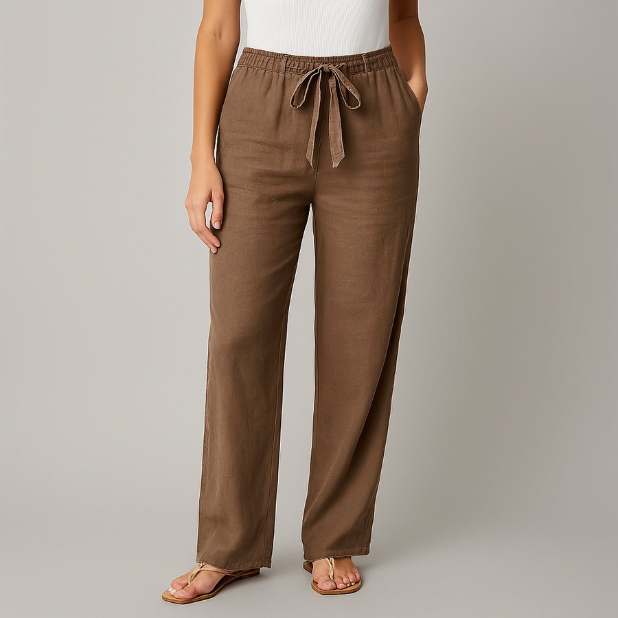 Gwyneth – Elegante Leinenhose Mit Bindegürtel