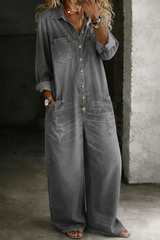 Thalassa - Legerer Denim-Jumpsuit in Grau