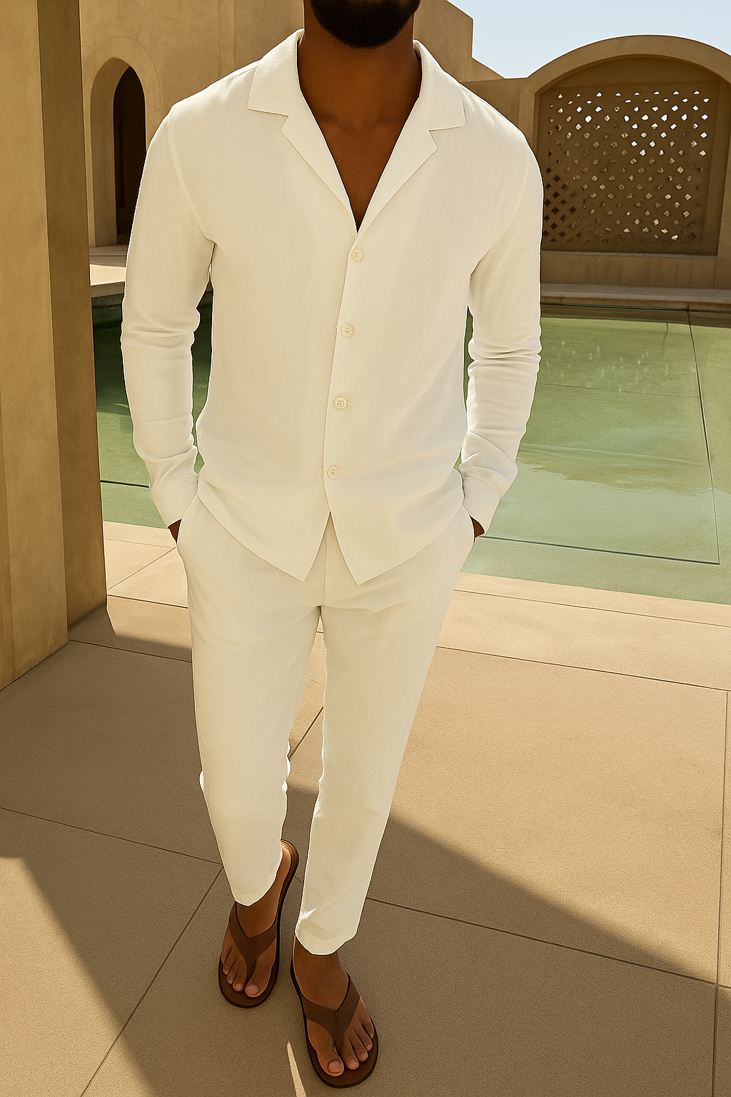 Conjunto lino elegante hombre