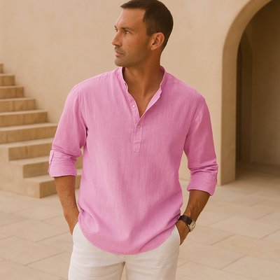 GUSTAV | HENLEY-SHIRT IM LEINEN-LOOK