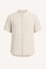 Kurzärmeliges Leinenhemd für Männer - Emil in Beige