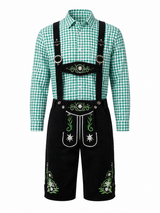 Sepp | Herren Trachten-Set mit Lederhosen & Karo-Hemd in Schwarz