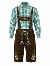 Sepp | Herren Trachten-Set mit Lederhosen & Karo-Hemd in Braun