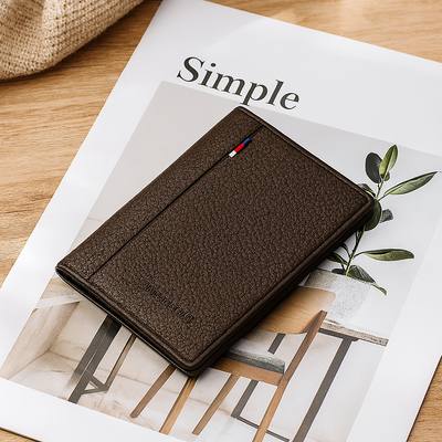 Schlankes Leder-Kartenetui für Herren – Ultradünnes, minimalistisches Portemonnaie mit 7 Fächern und Sichtfenster für Ausweise