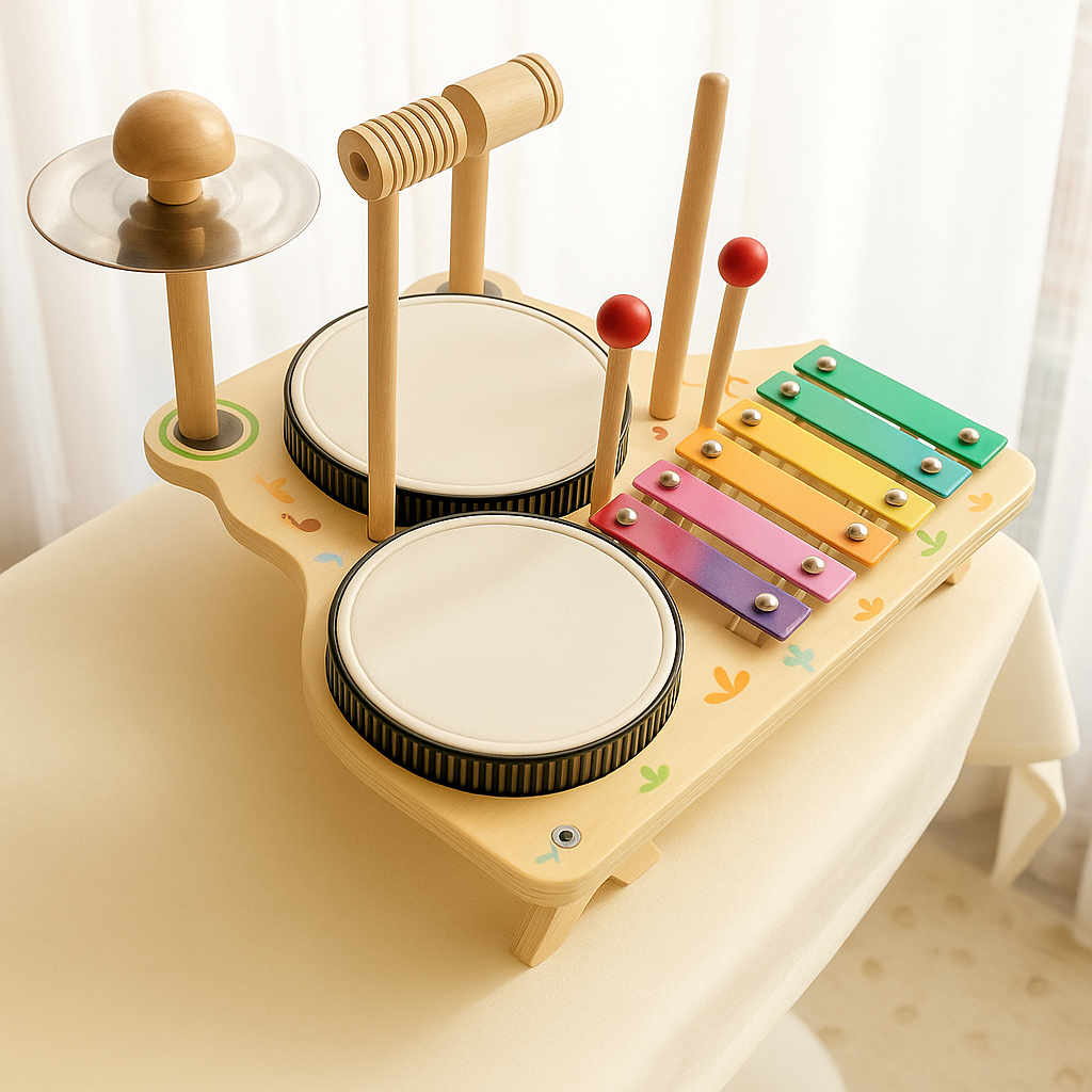 Holztrommel-Set für Kinder – Tamburine & Schlaginstrumente für kreatives Spielen