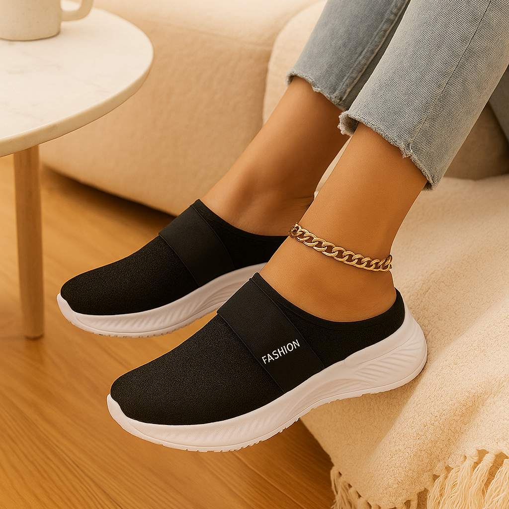 Damen-Slipper zum Hineinschlüpfen – Atmungsaktives Mesh-Obermaterial, weich gepolsterte Innensohle und strapazierfähige Gummisohle