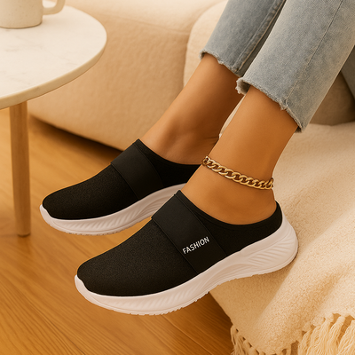 Damen-Slipper zum Hineinschlüpfen – Atmungsaktives Mesh-Obermaterial, weich gepolsterte Innensohle und strapazierfähige Gummisohle