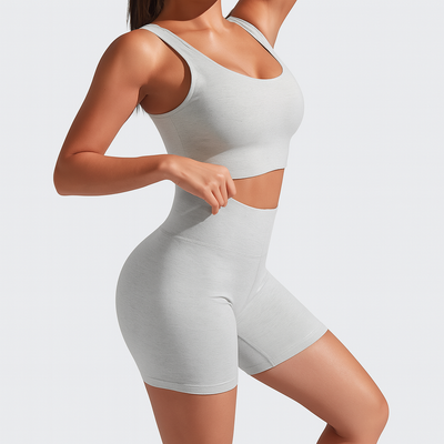 Damen Nahtloses Geripptes Yoga- & Pilates-Set – Fitness-Outfit mit Sport-BH & Leggings