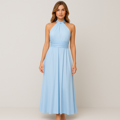 Celeste Ärmloses Lang Abendkleid mit Kreuzausschnitt