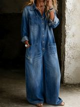 Thalassa - Legerer Denim-Jumpsuit in Blau