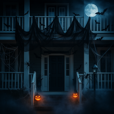 PhantomWeb Halloween Spinnennetz – Schwarzes Polyester für Innen & Außen