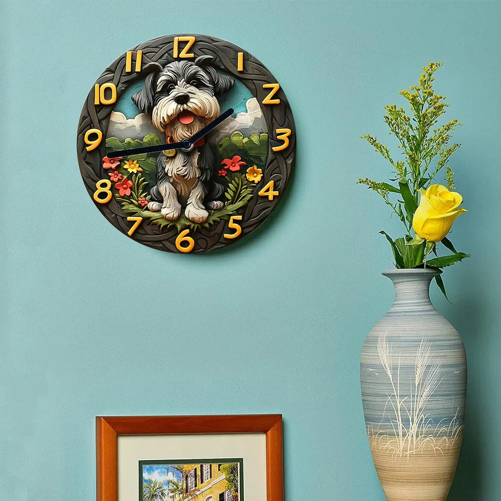 Chic Stille Schnauzer Wanduhr