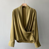 Marie Satin Bluse in Grün