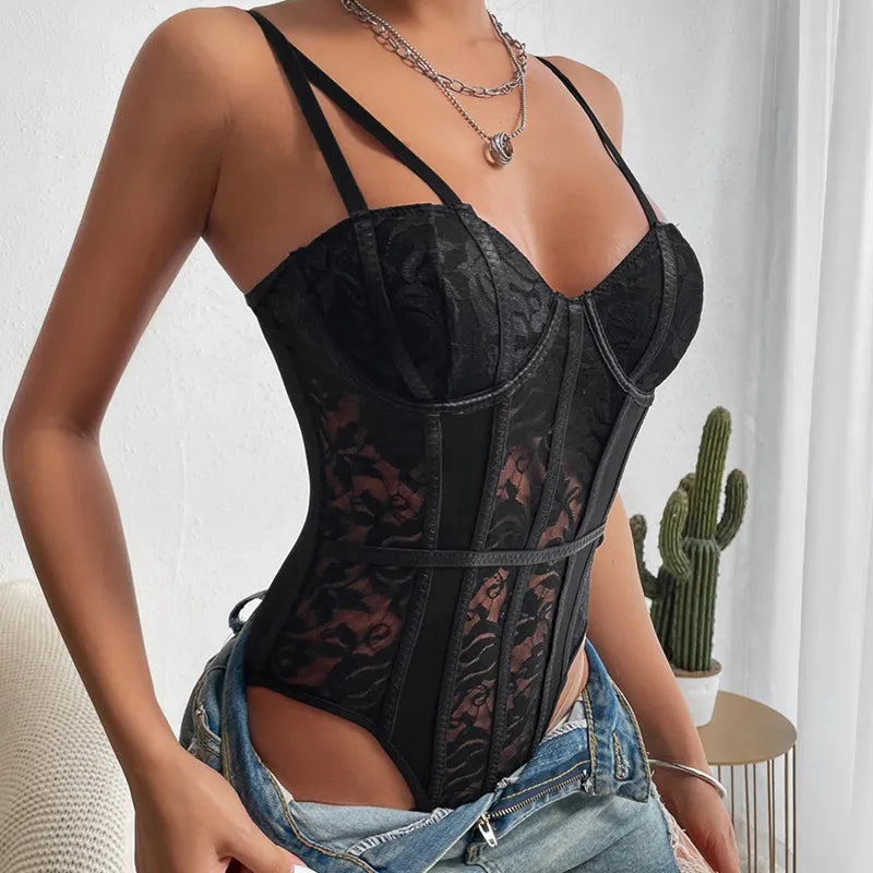 Selene | Bestickter Korsett-Bodysuit