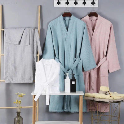Classic Turkish Cotton Waffle Bathrobe