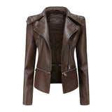 Cloy Stylische Lederjacke in Kaffee