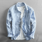 Constantino - Gestreiftes Leinenhemd in Blau