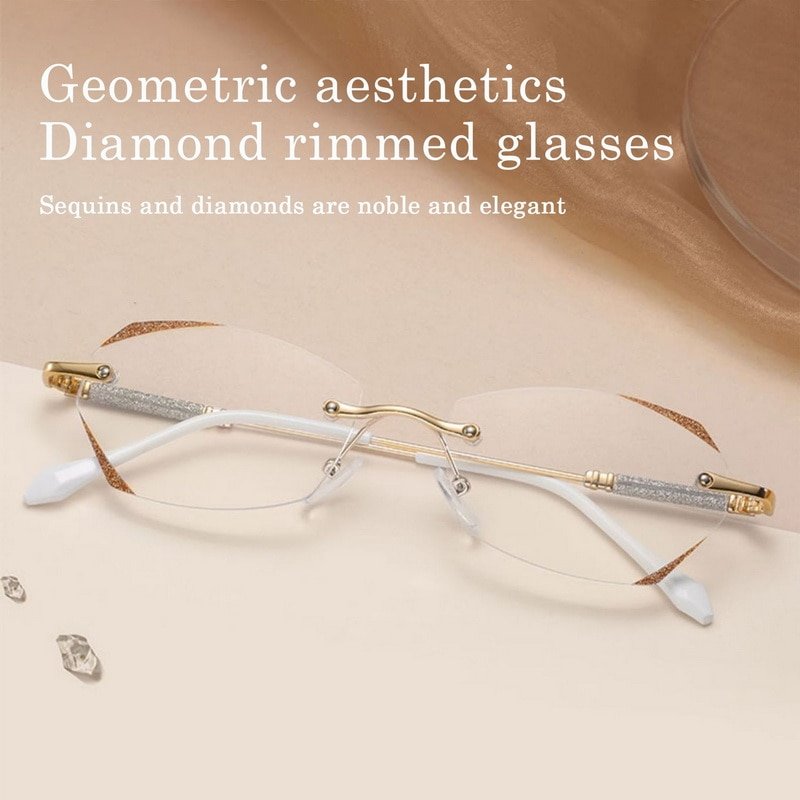 Damen Diamant Rahmenlose Anti-Blaulicht Presbyopie Brille