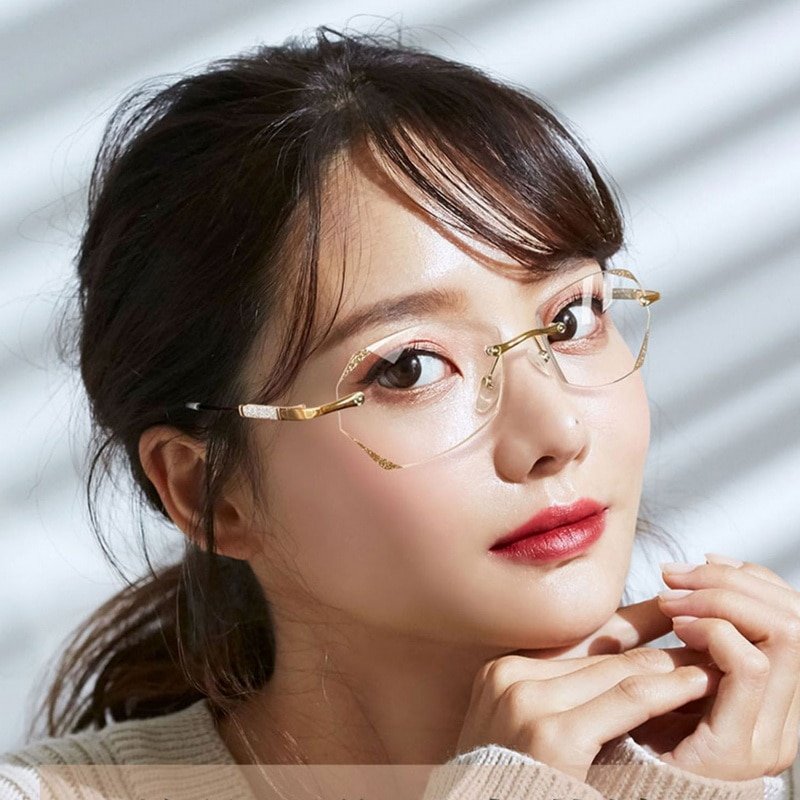 Damen Diamant Rahmenlose Anti-Blaulicht Presbyopie Brille