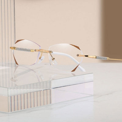 Damen Diamant Rahmenlose Anti-Blaulicht Presbyopie Brille