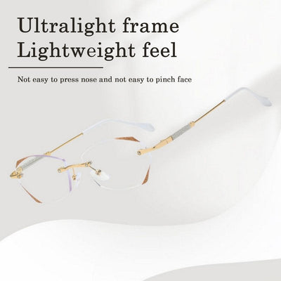 Damen Diamant Rahmenlose Anti-Blaulicht Presbyopie Brille
