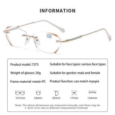 Damen Diamant Rahmenlose Anti-Blaulicht Presbyopie Brille