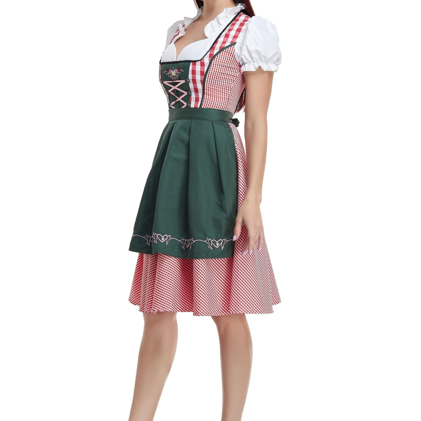 Damen Dirndl Kleid Baumwolle Trachtenkleid Oktoberfest Stil