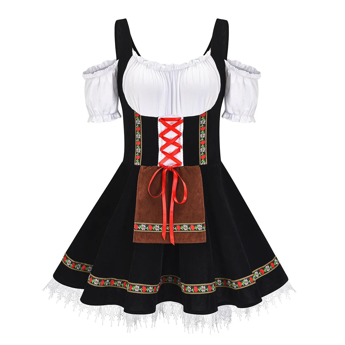 Damen Dirndl Kleid Traditionell Elegant mit Passender Schürze