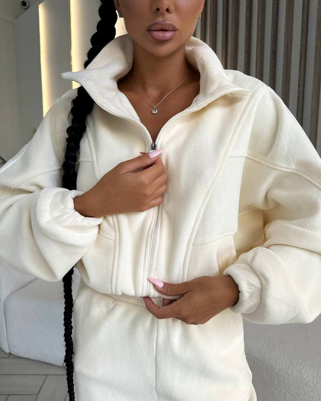 Damen-Lounge-Set mit stylischem Reißverschluss – praktischen Taschen und weiten Ärmeln