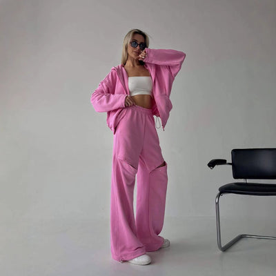 Damen Loungewear-Set mit Kapuze und Cut-Outs