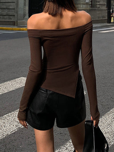 Damen Off-Shoulder Langarmshirt Jersey